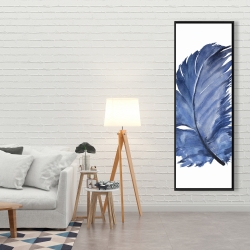 Framed 20 x 60 - Watercolor blue feather
