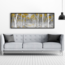 Framed 20 x 60 - Yellow birch forest
