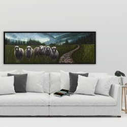 Encadré 20 x 60 - Moutons à la campagne