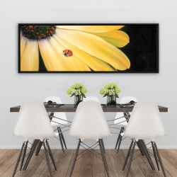 Framed 20 x 60 - Yellow daisy and ladybug