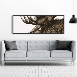 Framed 20 x 60 - Moose plume sepia
