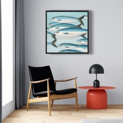Framed 24 x 24 - Small fish of caesio caerulaurea