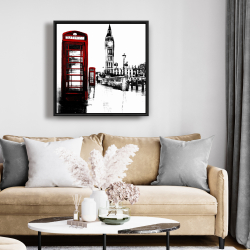 Framed 24 x 24 - Telephone box and big ben of london