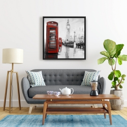 Framed 24 x 24 - Red phonebooth with the big ben