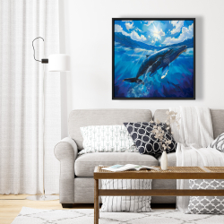 Framed 24 x 24 - Swimming whale