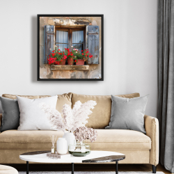 Framed 24 x 24 - Flowers on the ledge