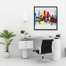 Framed 24 x 24 - Abstract and colorful city