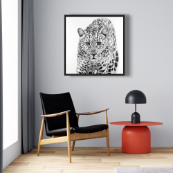 Framed 24 x 24 - Leopard ready to attack