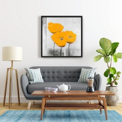 Framed 24 x 24 - Three yellow flowers