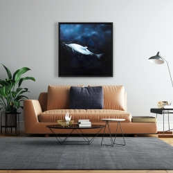 Framed 24 x 24 - Swimming dolphin