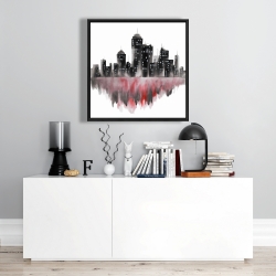 Encadré 24 x 24 - Paysage urbain rouge à l'aquarelle