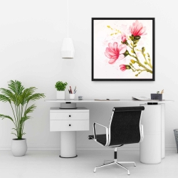 Encadré 24 x 24 - Fleurs de magnolia à l'aquarelle