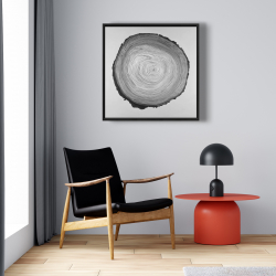 Framed 24 x 24 - Grayscale round wood log