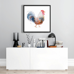 Encadré 24 x 24 - Coq à l'aquarelle
