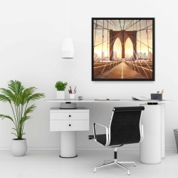 Framed 24 x 24 - Sunset on the brooklyn bridge