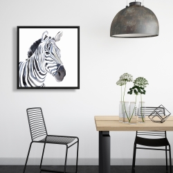 Framed 24 x 24 - Watercolor zebra