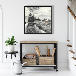 Framed 24 x 24 - Steam engine train