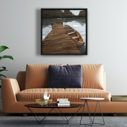 Framed 24 x 24 - Lake, dock and boat
