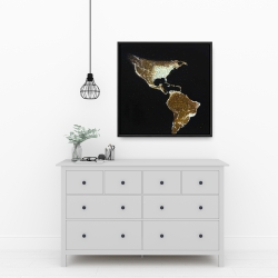 Framed 24 x 24 - American continent at night