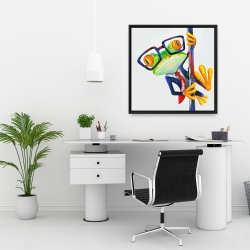 Framed 24 x 24 - Funny frog with glasses
