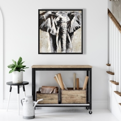 Encadré 24 x 24 - éléphant en beige