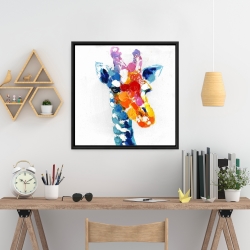 Encadré 24 x 24 - Girafe abstraite tacheté de couleurs