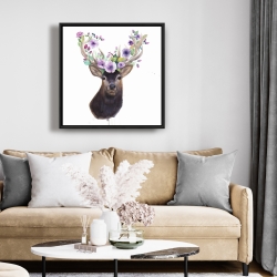 Encadré 24 x 24 - Tête de cerf en fleurs