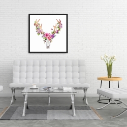Encadré 24 x 24 -  crâne de cerf avec fleurs