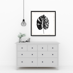 Encadré 24 x 24 - Philodendron à feuilles divisées avec lignes dorées
