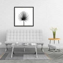 Framed 24 x 24 - Cabbage palm leaf with gold lines