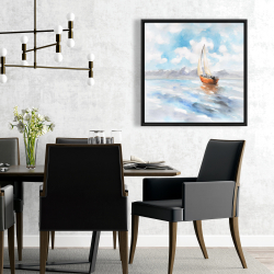 Framed 24 x 24 - Sailboat landscape