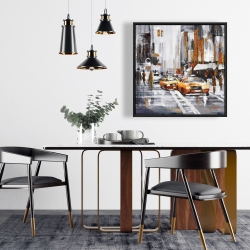 Encadré 24 x 24 - Rue de ville abstraite avec taxis jaunes