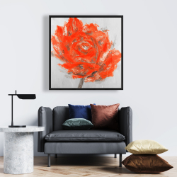 Framed 24 x 24 - Abstract red flower