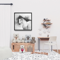 Framed 24 x 24 - Domino horse