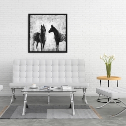 Encadré 24 x 24 - Chevaux blancs et noirs