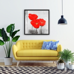 Framed 24 x 24 - Three poppies