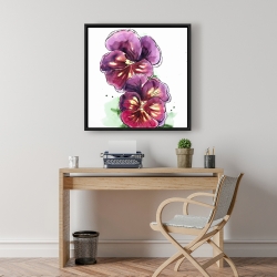 Framed 24 x 24 - Two blossoming orchid with wavy petals