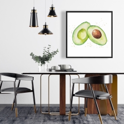 Framed 24 x 24 - Watercolor open avocado