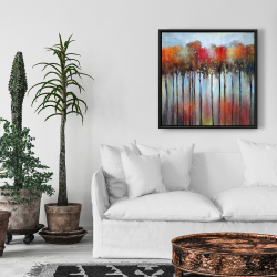 Framed 24 x 24 - Abstract and colorful forest