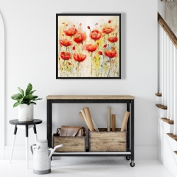Framed 24 x 24 - Red flowers garden