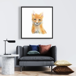 Framed 24 x 24 - Watercolor baby fox