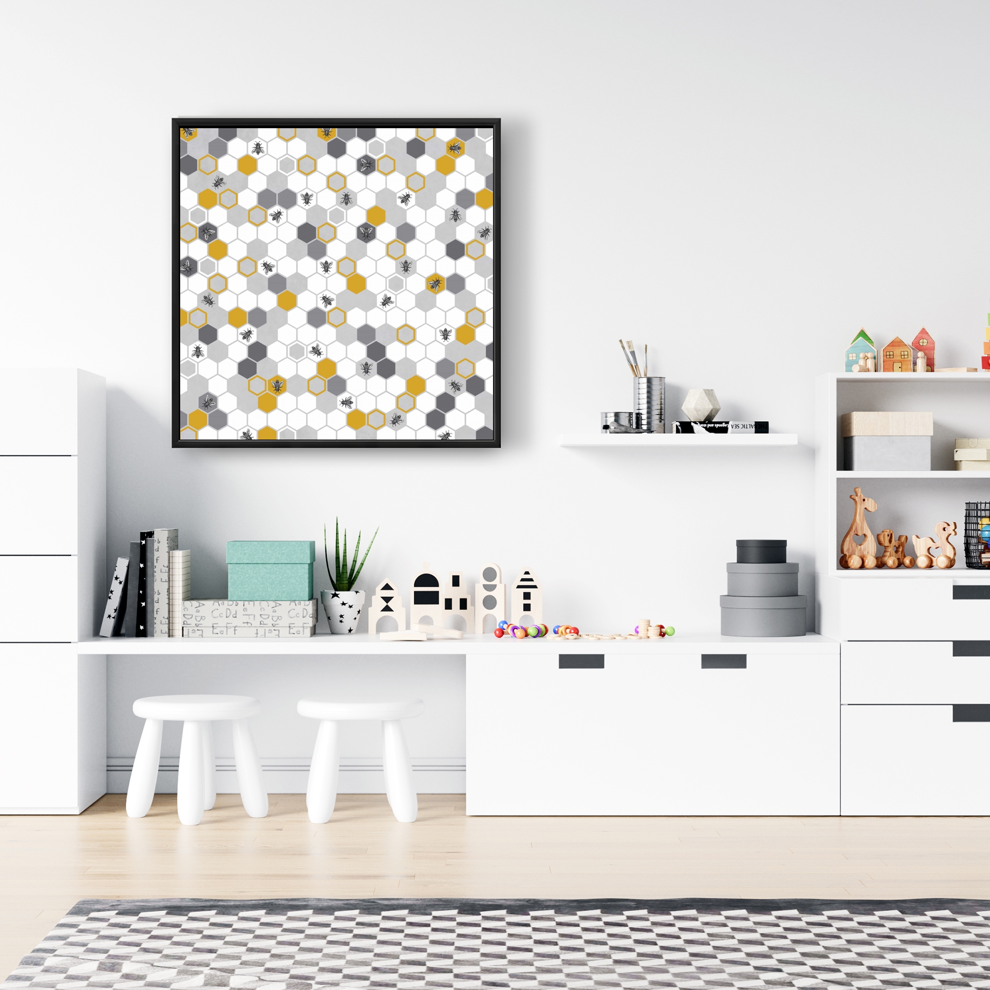 Encadré 24 x 24 - Motif de ruche d'abeilles