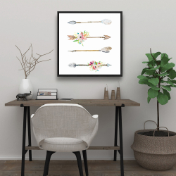 Framed 24 x 24 - Flèches et fleurs