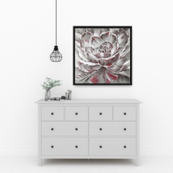 Encadré 24 x 24 - Fleur rouge et grise