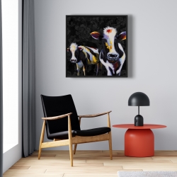 Framed 24 x 24 - Two funny cows victorian