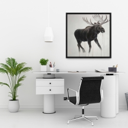 Framed 24 x 24 - Walking moose 