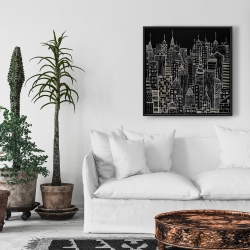 Framed 24 x 24 - Illustrative city towers