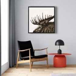 Framed 24 x 24 - Moose plume sepia