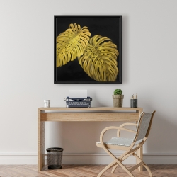 Framed 24 x 24 - Gold monstera