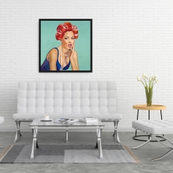 Encadré 24 x 24 - Femme rétro avec bigoudis